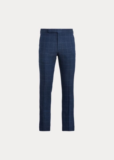 Pantalones De Traje Ralph Lauren Hombre Azules / Azules Claro - Windowpane - GZMPC3482